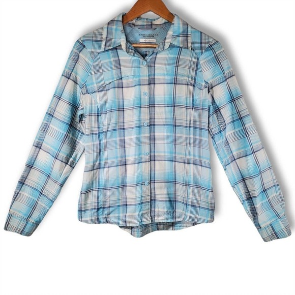 Columbia Tops - Columbia Silver Ridge Plaid Long Sleeve Shirt Blue Size Small